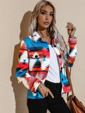 Fashion Print Turndown Collar Long Sleeve