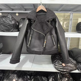 Women's Dress 2025 New Black Warm Fur Integrated Double-Sided PU Imitation Leather Jacket