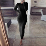 Dress Black Long Sleeve Plus Size Clothing Autumn Winter Fashion Twist Knitted Jumper Sweater Dresses For Women Casual