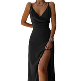 Women's Dress 2025 Summer Sling V-Neck Open Fork-Print