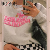Bold Shade Soft Girl Style Loose Sweatshirts Women Long Sleeve Fashion Casual Indie 90s Hoodies y2k Letter Print Sportswear