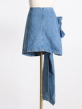 Toloer Spring New Stereo Rose Decorative Design Sense High Waist Show Thin Denim Skirt Women's A Word Wrap Hip Skirt-Outfit