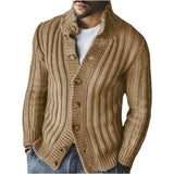 Men's Casual Single-Row Buckle Knitted Sweater Clip Long-Sleeved Sweater Jacket Men's