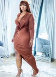 Sexy V-Neck Irregular Ruched Long Party