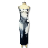 Hottie Casual Fashion Print Low-Chested Sling Dress