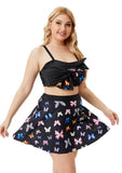 High-Waisted Strap Butterfly Plus Size Two Piece