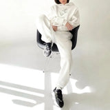 Women's Tracksuit Print Fleece Sportwear Suit Long Sleeve Oversize Female Hoodie Suits 2021 Sprig Casual Tracksuits Pants