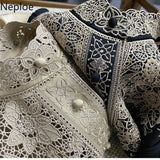 Blouses Womens Clothes Tops Vintage Blusas De Mujer Stand Collar Embroidery Blouse Korean Fashion Long Sleeve Shirt 319-0-Outfit