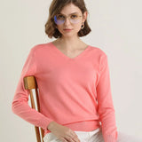 Sweater 2020 New V-neck Female Long-sleeved Knitted Pullover Jumper Pull Femme Clothes White Loose Thin Good