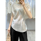 The Summer Of 2023, A Minority Design Feels French Blouses, Light Extravagance, Fashion, Aging, Beautiful New Chinese Style White Jacquard Shirts.-Outfit