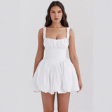 Summer New Women's Pure Color Temperament Bare Back Sexy Waist Repair Collar Dress Dress
