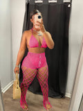 Hollow Out Fishnet Crochet Bikini Top and Pants Suites Sexy Two Piece Set Beach Vacation Outfits Summer Wear