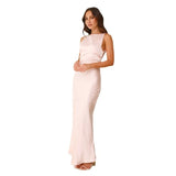 Women's Long Fishtail Dress Solid-Colored Slit Face Sexy Bareback Sling Dress Dress Dress Dress Dress Dress Dress