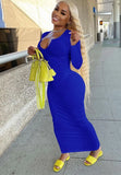Ribbed Sexy Long Bodycon Dress with Full