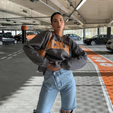 Streetwear Grunge 90s Sweatshirts Y2K Women Indie Letter Print Oversize Hoodie Long Sleeve Casual Vintage Top