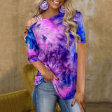 Dye Gradient Print T Shirt Women Hollow Out Strapless Oversized Tops Harajuku Sweatshirt Female Casual Summer 2021