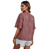 Fashion Solid Color Round Neck Loose Print Chiffon