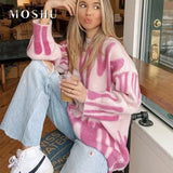 Knitted Sweater Women Oversized Pullovers Striped Pinted Jumper Women Winter Loose Long Sweaters Streetwear