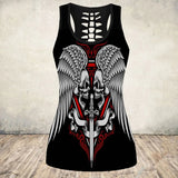 Skull Print Tank Top Women Halloween Cotton Sleeveless Tee Shirt Workout Black Vest