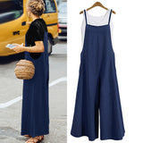 2025 Cotton Backpack Trousers Loose Solid Color Strap Broad Leg Pants Casual
