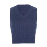 SUCHCUTE girl Sweater Vest women jumper V Neck pullover Knitted Vests Women Preppy Style Crop Top Autumn 2020 solid