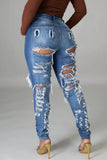 Blue High Waist Ripped