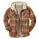 Men's Autumn And Winter Plaid Hooded Hooded Shirt Plus Plus Thick Jacket