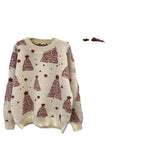 Autumn And Winter New Christmas Tree Pullover Female Korean Version Loose Lazy Wind Retro Color Sweater Coat-Outfit