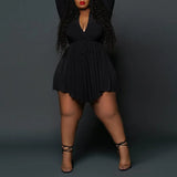 Size Sexy Dress Women Wholesale Fall Clothes Solid Long Sleeve Deep V Neck Mini Dresses Club Birthday Outfits