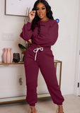 Print Round Neck Long Sleeve Top And Pant 2 Piece