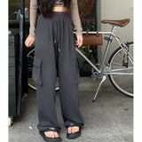 Casual Workwear Trousers Women's Early Autumn High-Waisted Thin Trousers Straight Broad-Legged