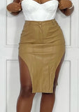 High Waist Irregular Leather