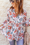 Notched Balloon Sleeve Babydoll