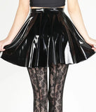 Black PU Leather Pleated Mini