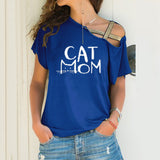 Explosion Casual Slanted Shoulders Cross Irregular Short-Sleeved Print Women