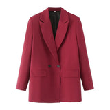 And Summer 2024 New Simple Loose Double-Breasted Suit Jacket New Suit For Women In Spring And Autumn-Outfit
