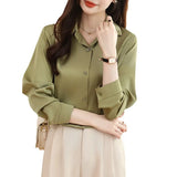 And Autumn 2025 New Advanced Sensational Anti-Floored Wrinkled-Faced Shirt For Women's French Leisure Career Commuting