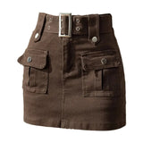 Women Summer Cargo Skirt High Waist Korean Version Y2k Fashion Casual Denim Skirts Style Pants Vintage A-line Women's