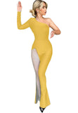 Sexy One Shoulder With Mesh Long