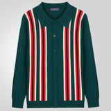 Men's Men's Spring Thin Knits Business Casual Long Sleeve Striped Polo