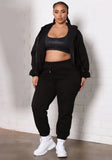 Plus Size Zipper Long Sleeve Hoodies And Pant 2 Piece