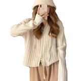 Short Knitted Cardigan Women's Short Sweater Coat Spring And Autumn Korean Style Stylish Double Zipper-Outfit