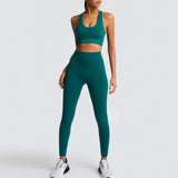 2 Piece Sport Gym Clothes Fitness Set Squat Proof Pant Seamless Leggings Sport Bra Sportwear Crop Top Active Workout
