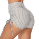 Hip Jacquard Bubble Shorts Bows Leisure Fitness Yoga Shorts-Outfit