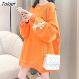 Women's Pullover Plus Velvet Thick/thin Mid-length Loose Kawaii Clothes Korean Version New Autumn Winter Student Shirt Ins