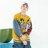Cartoon Clown Embroidery Sweater Harajuku Retro Style Knitted Sweater Autumn And Winter Cotton Pullover