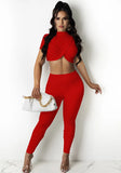 Sexy Stand Collar Short Sleeves Crop Top Solid Two Piece Pants