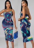 Chains Print Strap Midi Party