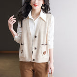 Horse Clip New 2024 Knitted Vest Jacket Women's Spring And Autumn Large Size Fashionable Sweater Vest Cardigan Trend-Outfit