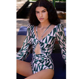Sleeve Swimwear Women 2021 New Printed One Piece Swimsuit Female Plus Size Swimwear Monokini Bathing Suit Summer Beach